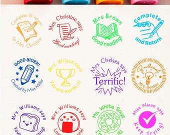 Personalized Teacher Grading Stamp, Encouragement Homework Stamp