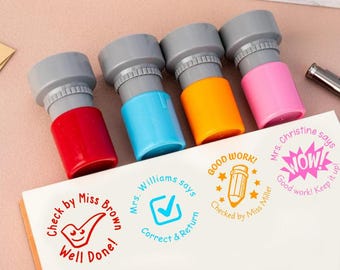 Personalized Teacher Stamp, Custom Review Stamps, Teacher Appreciation Gift