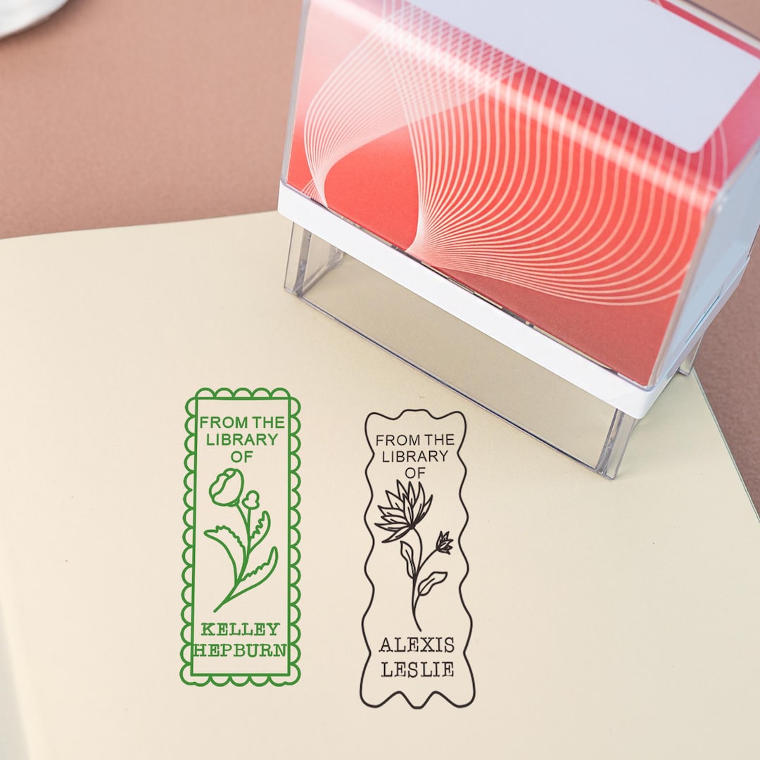 Ex Library Stamp Custom Book Stamp, Flower Ex Libris Stamp, Personalized Name Book Stamp ...
