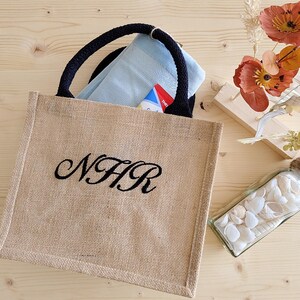 Personalized jute bag with embroidery | Christmas gift for Mother&#39;s Day | Market bag, thank you gift | Jute shopper mini