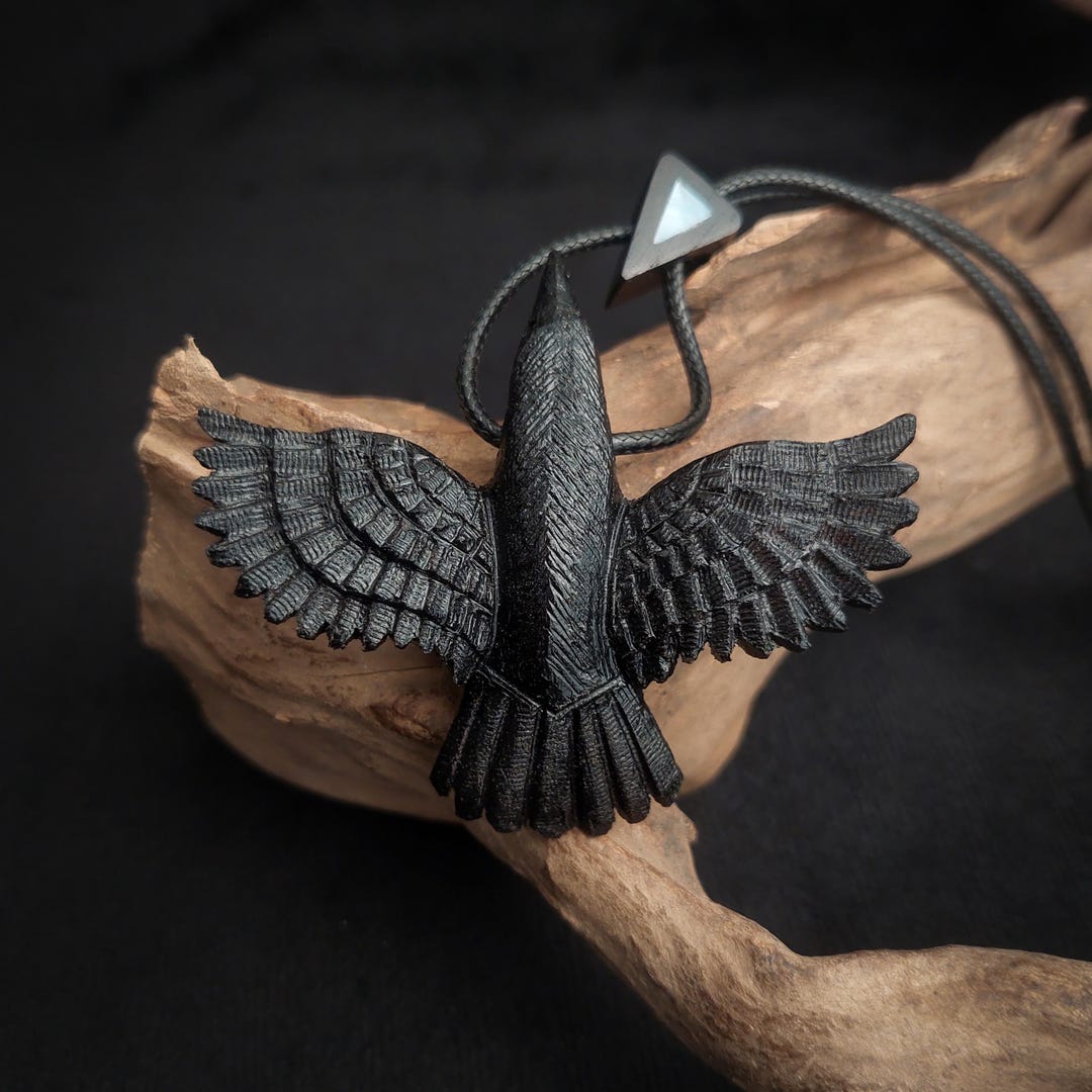 Ebony Wood Raven Pendant – Hand-carved Ebony Wood Raven Pendant ...