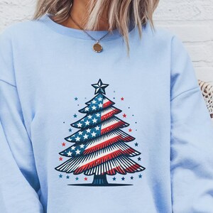 Christmas Tree American Flag Family Shirt, Xmas American Flag Sweater, Christmas USA Flag Tree Tshirt, American Flag Christmas