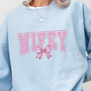 Wifey Bow Valentine Sweater, In My Wifey Era Shirt, Custom Wifey Sweatshirt, Wedding Gifts, Bride Gifts, Bachelorette Shirt, Wife Shirts