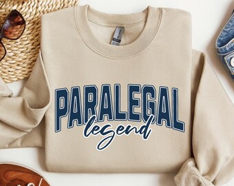 Suéter para assistente jurídico, presente para assistente jurídico, suéter de outono para formatura de faculdade de direito, camisa de gola redonda unissex, presente para o dia das mães
