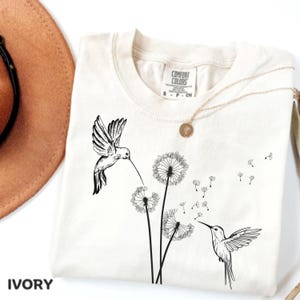 Comfort Colors® Cute Dandelion Hummingbird T-Shirt, Cute Hummingbird Dandelion Shirt, Nature Lovers Tee, Cute Women Gift