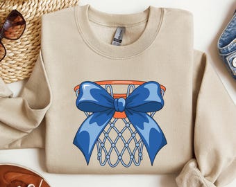 Basketball Mom Sweatshirt Personalized Coquette Basketball Sweatshirt with Name on Sleeve Sports Mom Shirt Mom Custom Gift