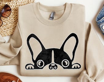 Peeking Frenchie Sweatshirt, Frenchie Mom Sweatshirt, Französische Bulldogge Mom Sweatshirt, Frenchie Mama Geschenk, Frenchie Geschenk