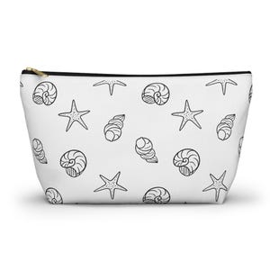 Seashells Print Accessory Pouch, Cute Makeup Bag, Summer Travel Organizer, Seashells Gift, Beach Toiletry Bag, Girly Toiletry Bag