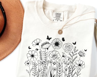 Wild Flower Meadow Cottagecore Aesthetic Shirt, Garden Tee, Gift for her TShirt, Nature Lover Shirt, ildflowers T shirt