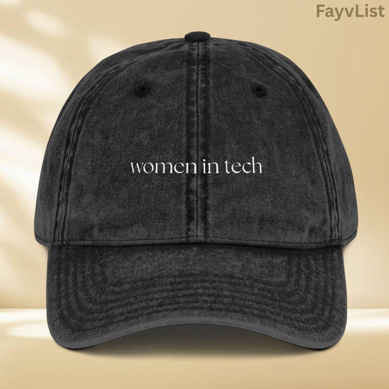 Vintage Embroidered Women in Tech Hat, Tech Girl Gift, Coder Engineer ...