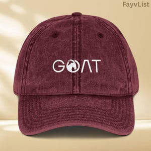 Embroidered GOAT Hat, Greatest of All Time Cap, Cool Minimalist Hat for Men or Women, Funny Gift, Sporty Dad Hat, Trendy GOAT Cap