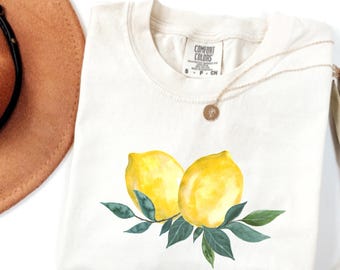 Comfort Colors® Lemon Shir,t Fruit Graphic Shirt, Lemon T-Shirt Gift for Her, Boho Shirt, Fruit Shirt, Citrus Summer Tee, Lemon Lover