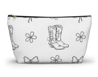 Girly Cowgirl Print Accessory Pouch, Cute Makeup Bag, Cowgirl Summer Travel Organizer, Cowgirl Gift, Cowgirl Toiletry Bag, Cowgirl Pouch