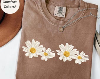 Comfort Colors® Daisy Shirt, Wildflower Shirt, Floral Shirt Gift, Birth Month Flower, Gift For Sister, Summer Shirt, Daisy Women Shirt