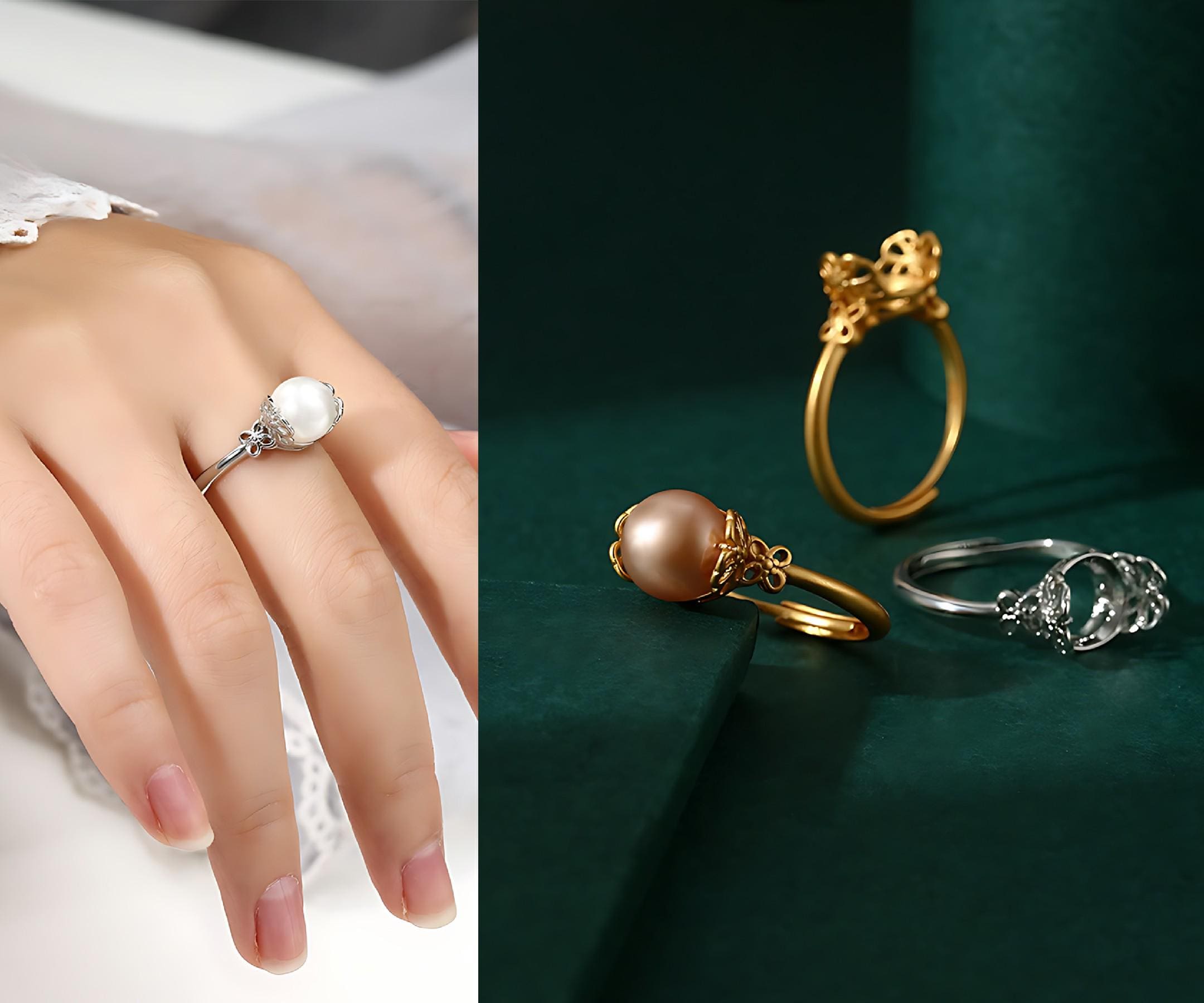 IMINI Anello di dichiarazione di fiori di ciliegio per donne e ragazze con cristallo scintillante CZ rosa Sakura floreale aperto avvolgere fascia regolabile