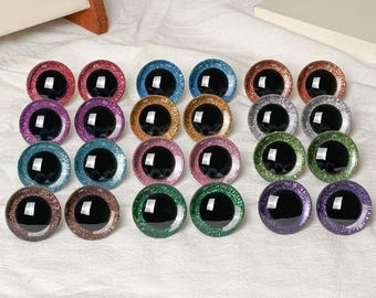 Ojos de seguridad 3D brillantes de 12-16-18-20-25-30-35-40 mm, ojos rectos - Para la confección de muñecas, ganchillo y amigurumi (2 pares / 1 par)