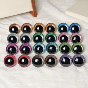 16-18-20-25-30-35-40mm Sparkling 3D Safety Eyes Cross-eyed - Doll Making Crocheting and Amigurumi (2pairs /1 pair)