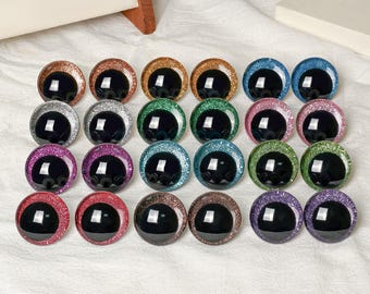 Ojos de seguridad 3D brillantes, bizcos, 16-18-20-25-30-35-40 mm - Para hacer muñecas, crochet y amigurumi (2 pares/1 par)