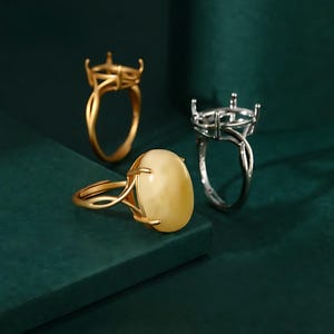 Ringfassung für ovale Cabochons (11x13 mm/10x14 mm/11x15 mm/12x16 mm/13x18 mm), Ringrohling aus thailändischem Sterlingsilber mit Strasssteinen, verstellbarer Ring