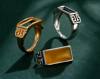 Montura de anillo para cabujones ovalados de 4x8 mm/5x12 mm/7x15 mm/8x17 mm, anillo en blanco de plata de ley tailandesa con diamantes de imitación, base de anillo ajustable