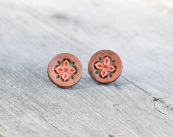 Leather Stud Earrings