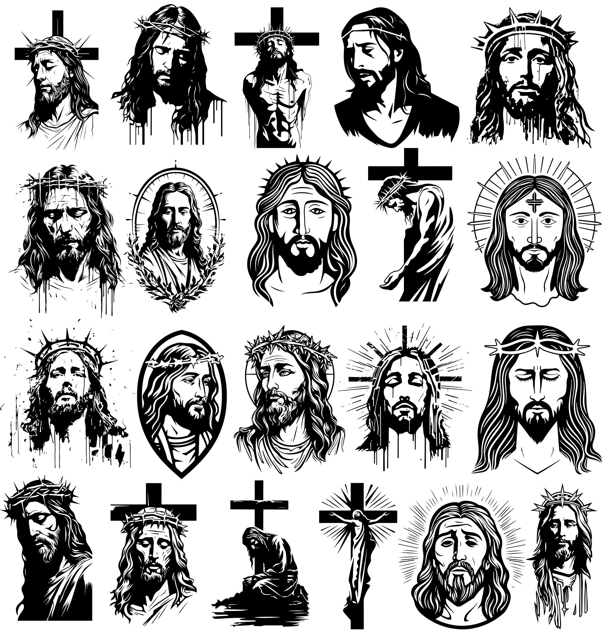 300+ Designs: Jesus Christ SVG PNG Bundle for Inspiring Creations, Faith-Inspired Art in PNG & Vector,Religion Svg, Jesus Silhouette