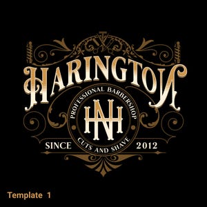 Custom Victorian Logo Studio,Victorian Vintage Barber Design, hair stylist logo design vector