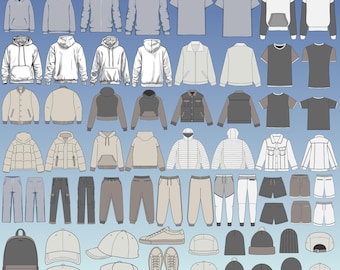 250+Ultimate Streetwear Mockup & Fashion Vector Pack - Trendy Design Templates and Procreate AI, PNG, SVG, pdf Mockups