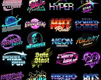 Y2K Logo Bundle: Unique 2000s Streetwear Designs, Retro 80's