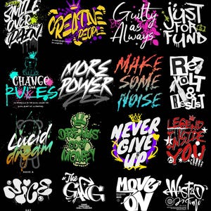 100 Designs - Mega Streetwear Graffiti Bundle - Hip Hop & Urban Art for All Occasions - PNG Format
