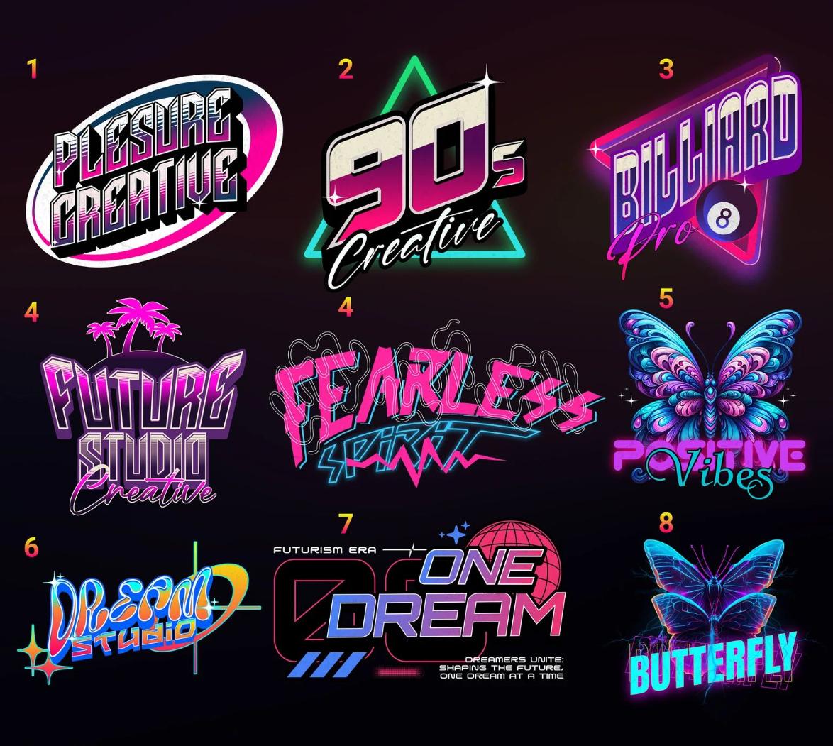 Custom Y2K Logo Design - Personalized Retro Neon Sign, 2000s Style Wall Art, Trendy Aesthetic DESGIN PNG