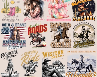160+ Cowboy Life PNG Mega Bundle , Authentic Western Style for Digital , Rustic Rodeo PNG