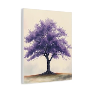 Purple Tree Wall Art Canvas Print, Nature Home Decor, Unique Gift, Living Room Artwork, Floral Wall Hanging