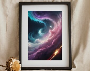 Arte de Nuvens Galácticas: Arte Abstrata, Decoração de Parede do Universo