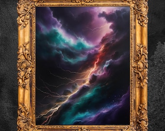 Galaxy Lightning Painting: Cosmic Energy Art Print (Digital Download)
