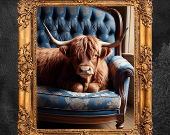 Highland Cow Wall Art | Rustic Home Decor | Farmhouse Print | Animal Lover Gift | Digital Download