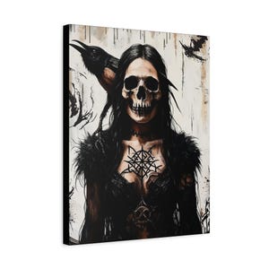 Gothic Art Canvas, Dark Fantasy Home Decor, Wall Art Print for Halloween, Unique Gift for Witches, Boho Wall Hanging, Halloween Decor