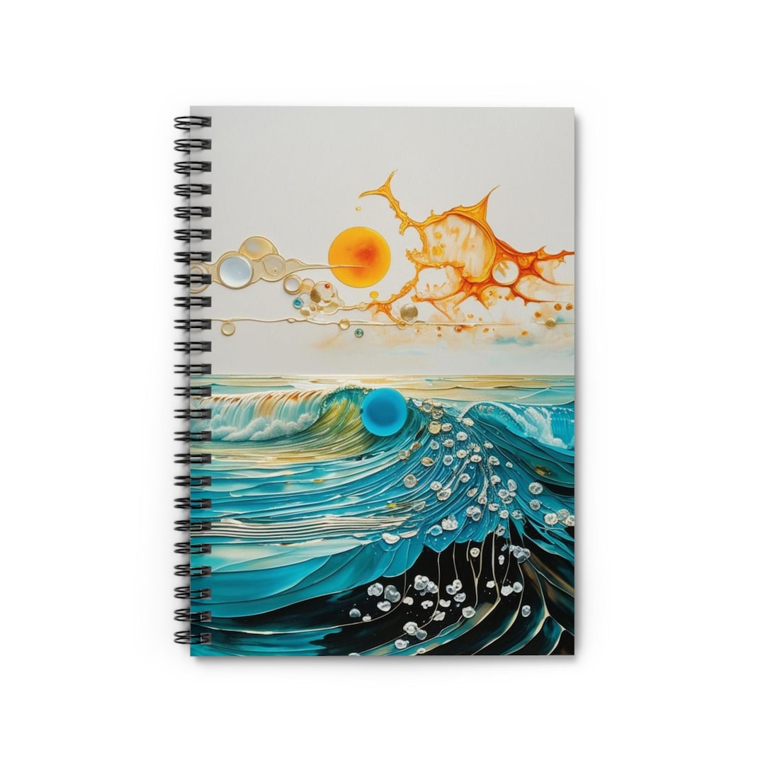 Artistic Spiral Notebook - Ocean Waves Design, Inspirational Journal ...