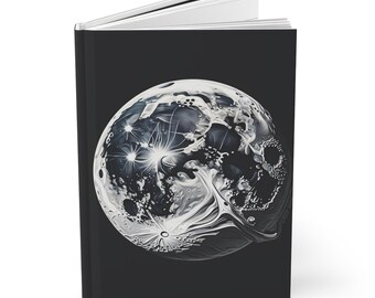 Cosmic Moon Illustration Hardcover Journal | Lunar Orbit Notebook