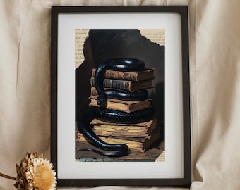 Arte de serpientes en libros: Decoración gótica de Dark Academia