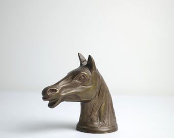 Vintage Bronze Horse Head Bottle Opener – Mid Century Equestrian Barware Sculpture – 1960s