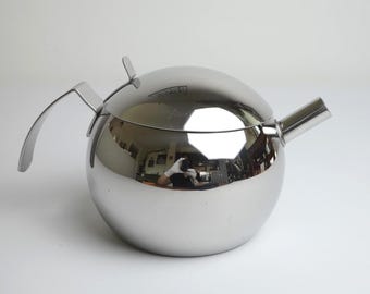 Vintage Stella Galaxy Teapot, Italian 18/10 Stainless Steel, Postmodern Design