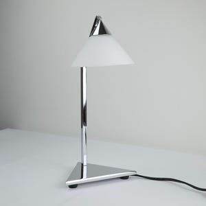Studio Horn Chrome Lamp: Minimalist Frosted Glass, 1980s Danish Design