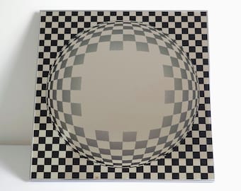 Vintage 1980s Deknudt Op Art Mirror
