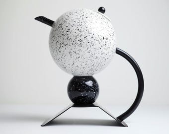 Vintage 1980s Italian Postmodern Ceramic Teapot – Mario Della Gassa – Nove Italy – Sculptural Design Object