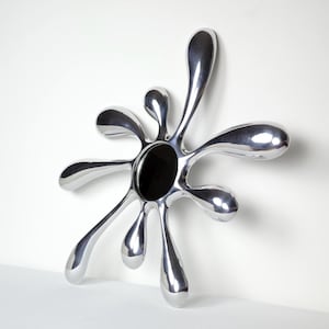 Vintage Space Age Chrome Wall Mirror: 1980s Retro-Futuristic Decor