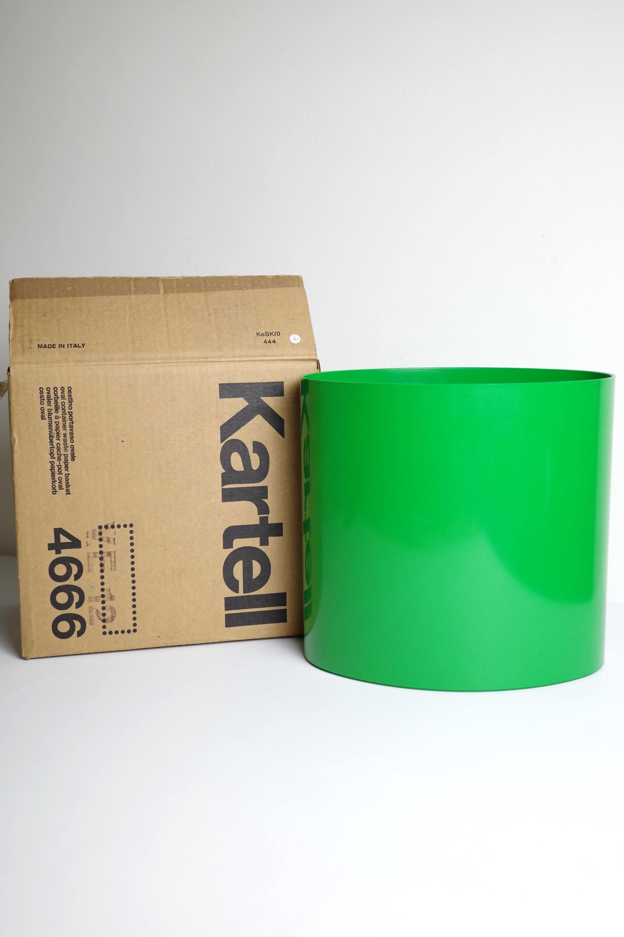 Vintage Kartell Green Polycarbonate Waste Bin by Gino Colombini