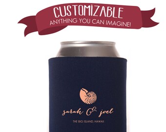 Personalized Beach Can Cooler Wedding Favors, Fun Wedding Party Gifts Wedding Anniversary Party Gifts Custom Beverage Can Cooler 3D26