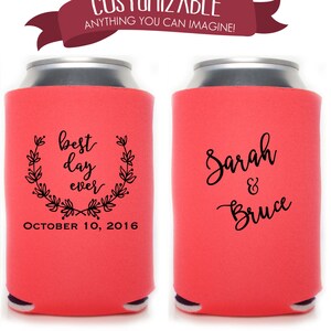 Best Day Ever Monogrammed Coolie, Wedding Favors Fun Wedding Party Gifts Wedding Anniversary Party Gifts Custom Beverage Can Cooler 5D89N18