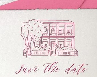 The Mazant, LA Venue Illustration | Wedding Invitation Sketch | Hand Drawn Line Art | DIGITAL DOWNLOAD